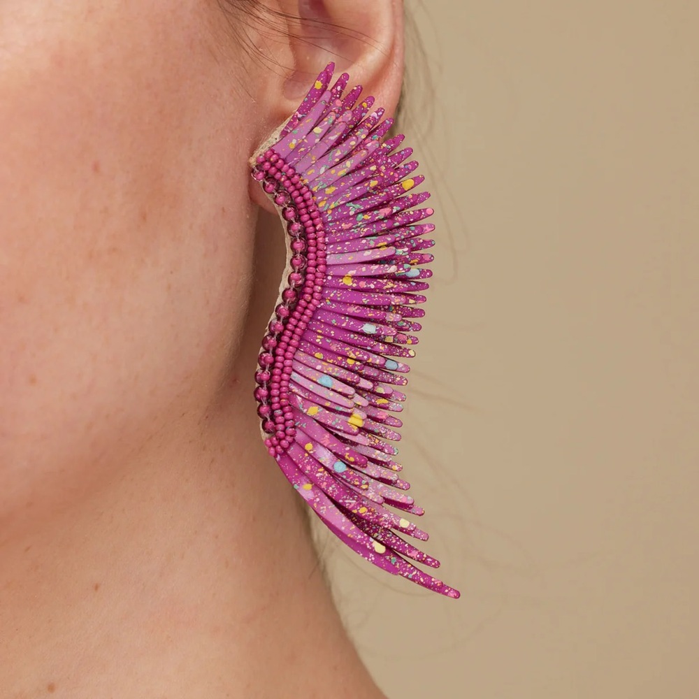 NWT: Mignonne Gavigan Madeline Earrings Maroon Splatter Paint